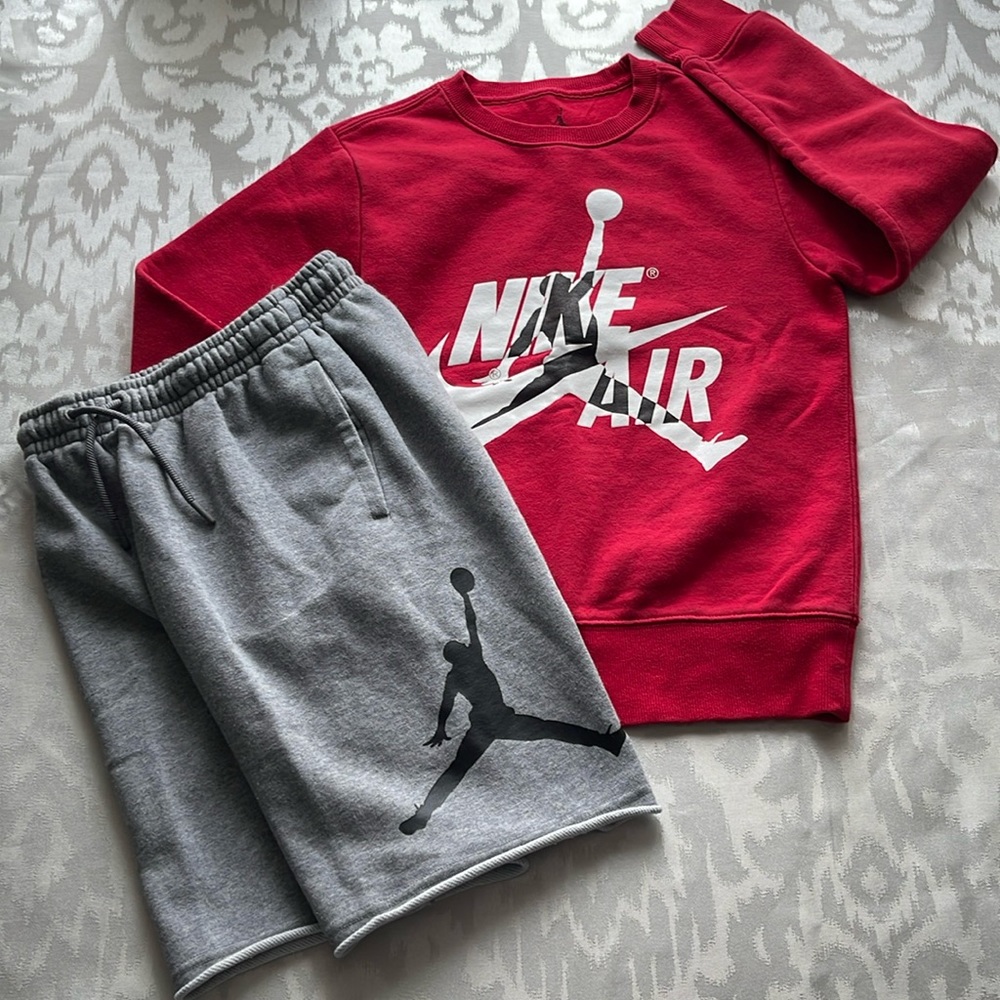Nike Air Jordan Boys Basketball Hoop Sweatshirt & Sweat-shorts Size M/10